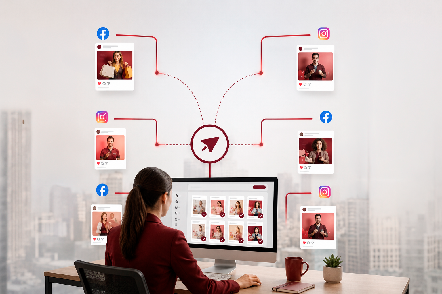 Gestora publicando campanhas da marca em múltiplos perfis de redes sociais
